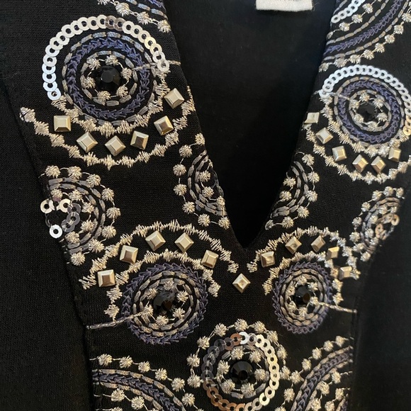 Magnolia Grace Women’s Black Sleeveless evening Sheath Mini Dress shiny Beads - Picture 4 of 11